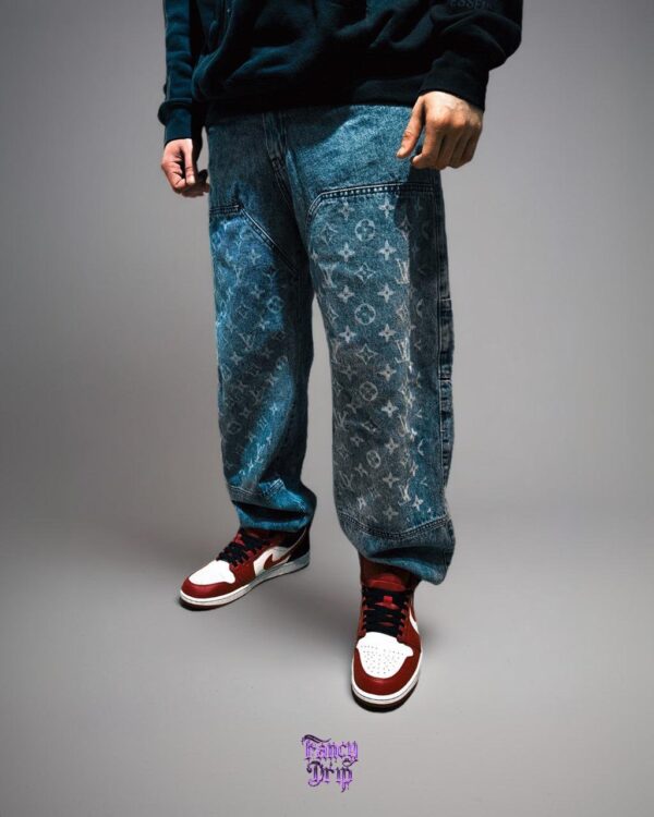 Jeans Fancy Drip “Shadow Monogram LV” – Denim Premium Texturizado