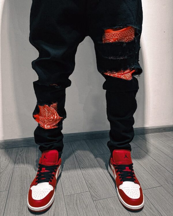 Jeans Fancy Drip “Paint Bandana Red” – Street Drop - Image 3